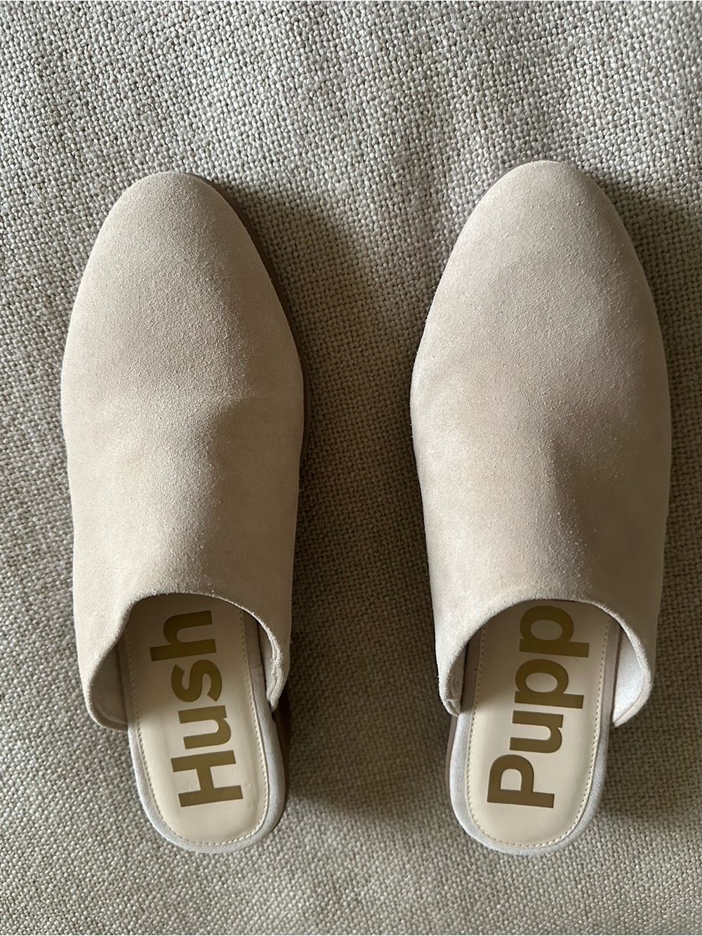 Hush Puppies Beige Faux Suede Slip-On Mules